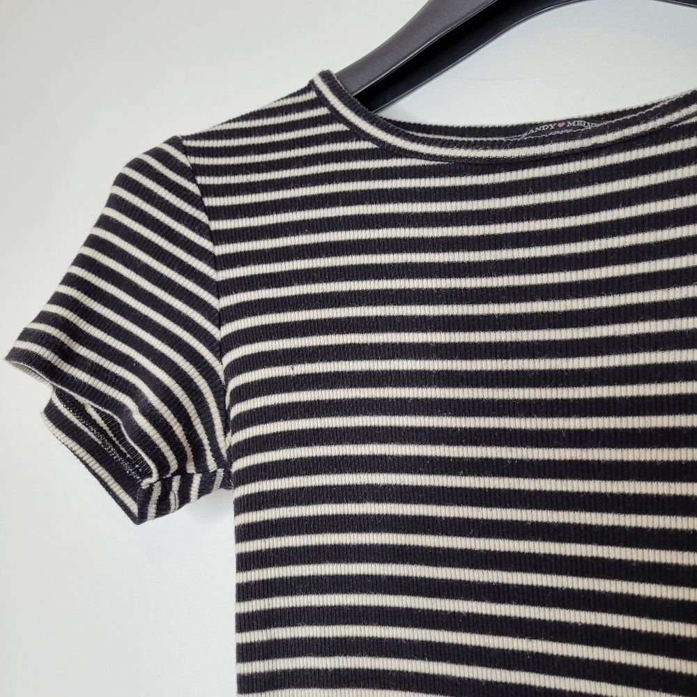 Brandy Melville Short Sleeved Black and White Striped Dress - Picture 6 of 9